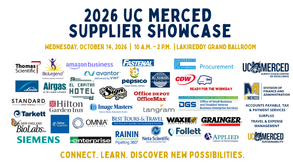 2026 UC Merced Supplier Showcase Attending Suppliers and Departments 2026 UC Merced Supplier Showcase Attending Suppliers and Departments