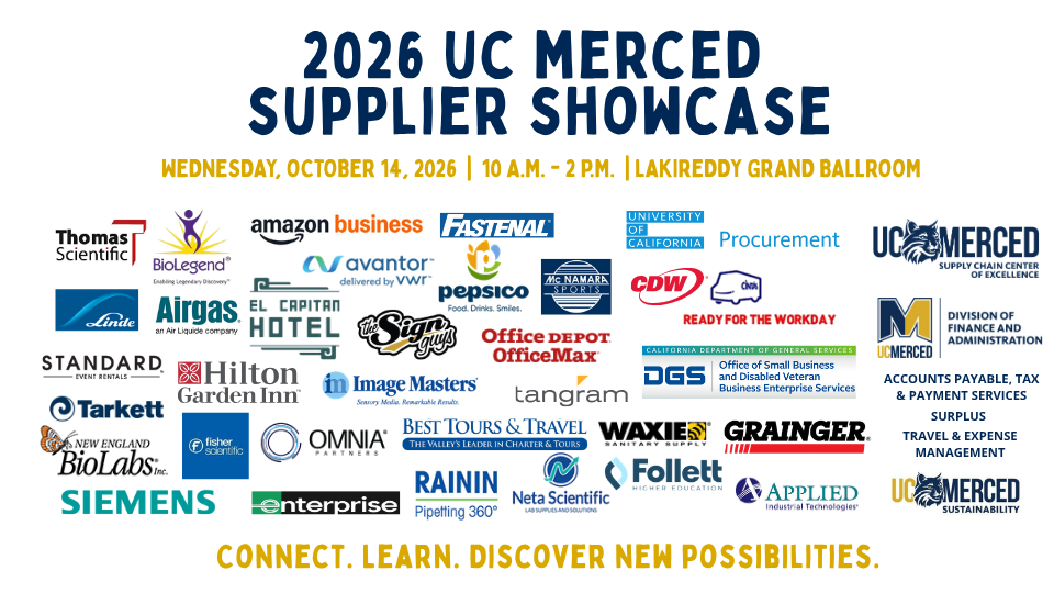 2026 UC Merced Supplier Showcase Attending Suppliers and Departments 2026 UC Merced Supplier Showcase Attending Suppliers and Departments